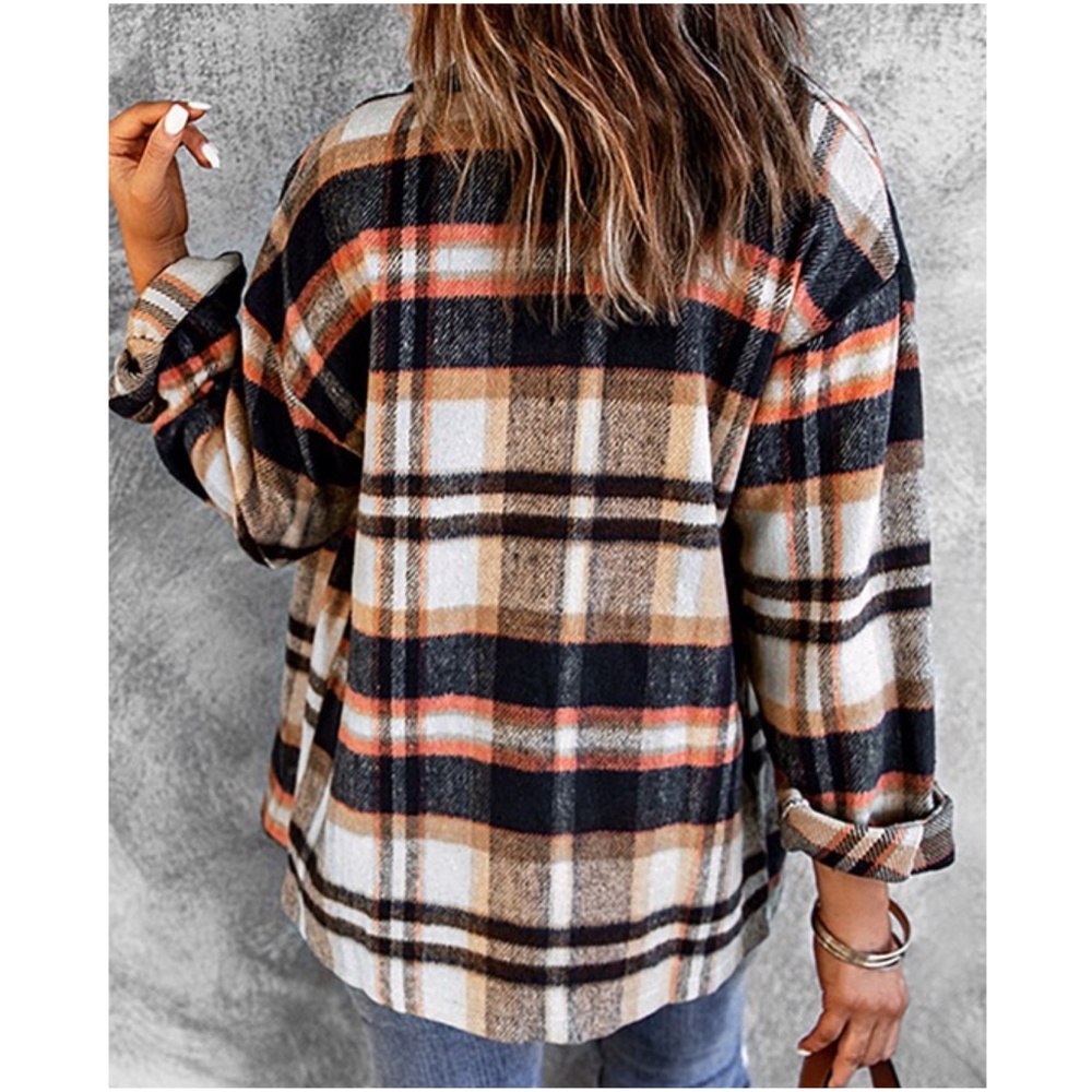 #2 Cozy Plaid Button up Pocket Jacket Shacket - Picture 3 of 4